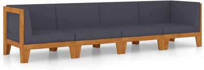 Gartenmöbel Set Holz Lounge Ecksofa Akazie 4-tlg Dunkelgrau