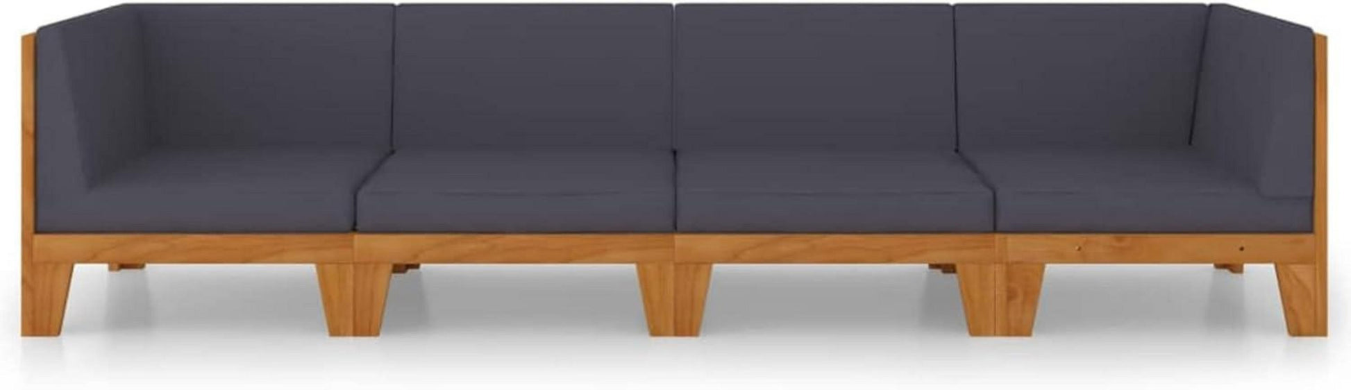 Gartenmöbel Set Holz Outdoor Ecksofa Lounge Akazie 4-tlg Dunkelgrau