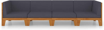 Gartenmöbel Set Holz Outdoor Ecksofa Lounge Akazie 4-tlg Dunkelgrau