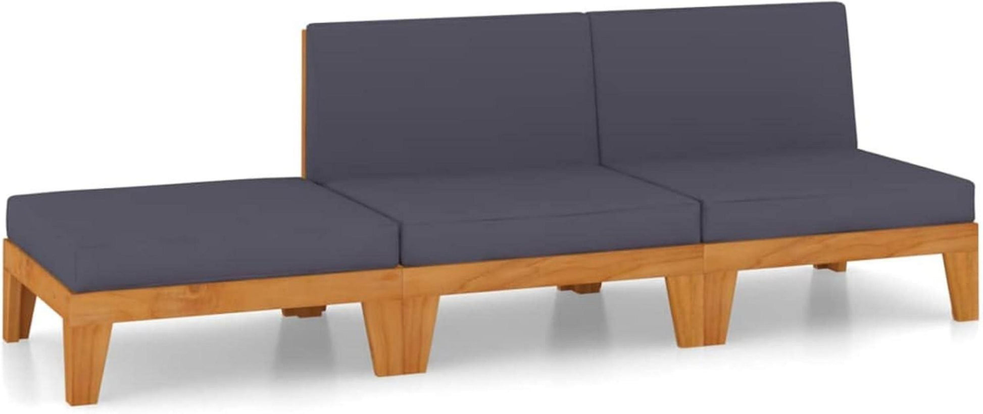 Modulares Garten Lounge Set Holz Akazie 3-tlg Dunkelgrau
