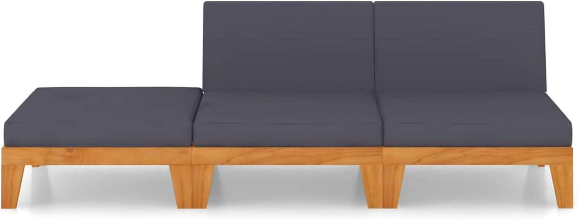 Gartenmöbel Set Holz Ecksofa Outdoor Lounge 3-tlg Akazie Dunkelgrau