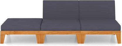 Gartenmöbel Set Holz Ecksofa Outdoor Lounge 3-tlg Akazie Dunkelgrau