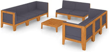 Gartenmöbel Set Holz Lounge Akazie 9-tlg Dunkelgrau