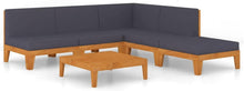 Gartenmöbel Set Holz Lounge Ecksofa Akazie 6-tlg Dunkelgrau