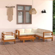 Modulares Gartenlounge Set Akazie Holz 7-tlg Creme