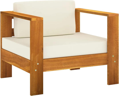 Gartenlounge Set Holz Ecksofa Outdoor Loungemöbel 7tlg Akazie Creme