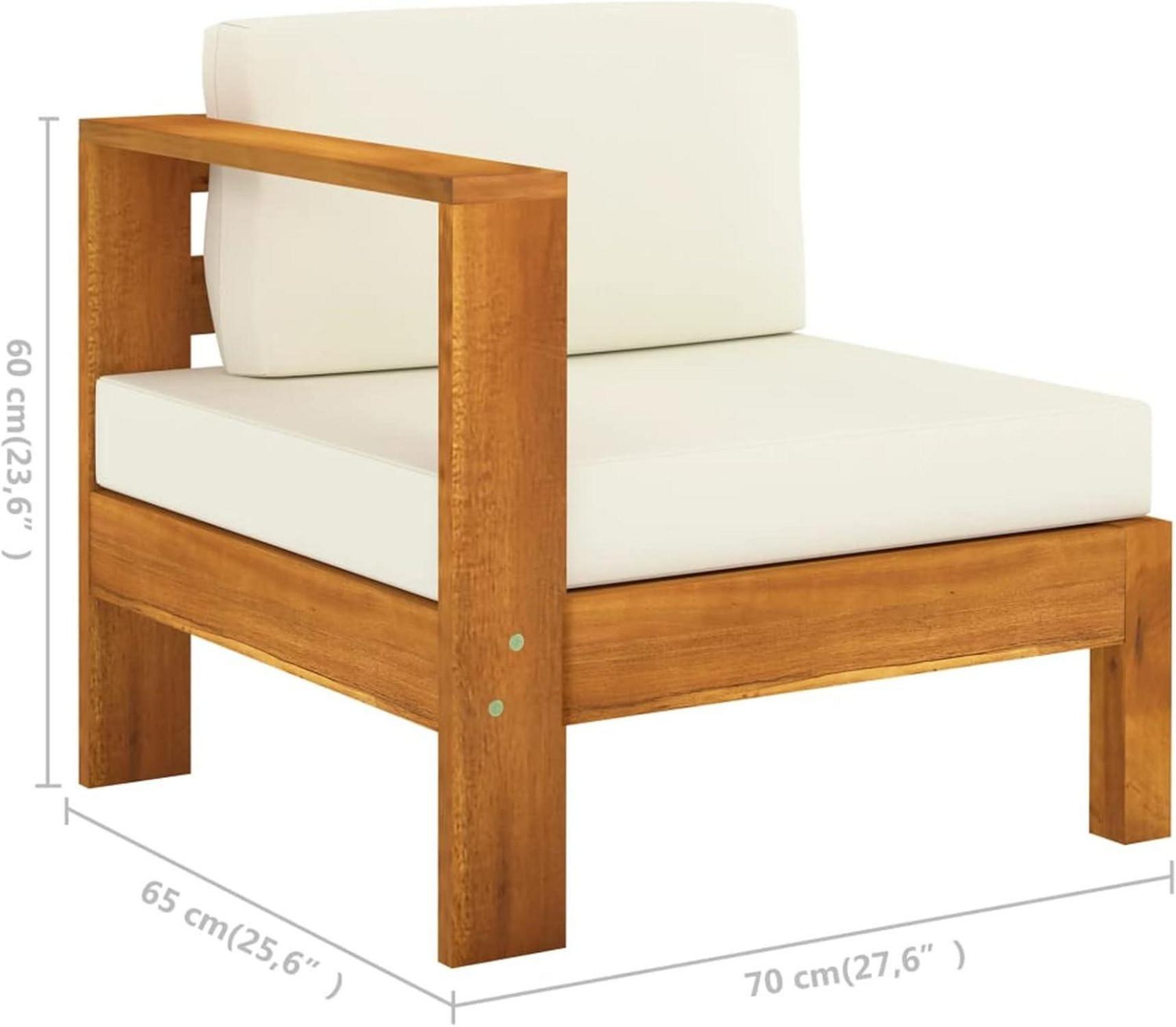 Gartenlounge Set Holz Ecksofa Outdoor Loungemöbel 7tlg Akazie Creme