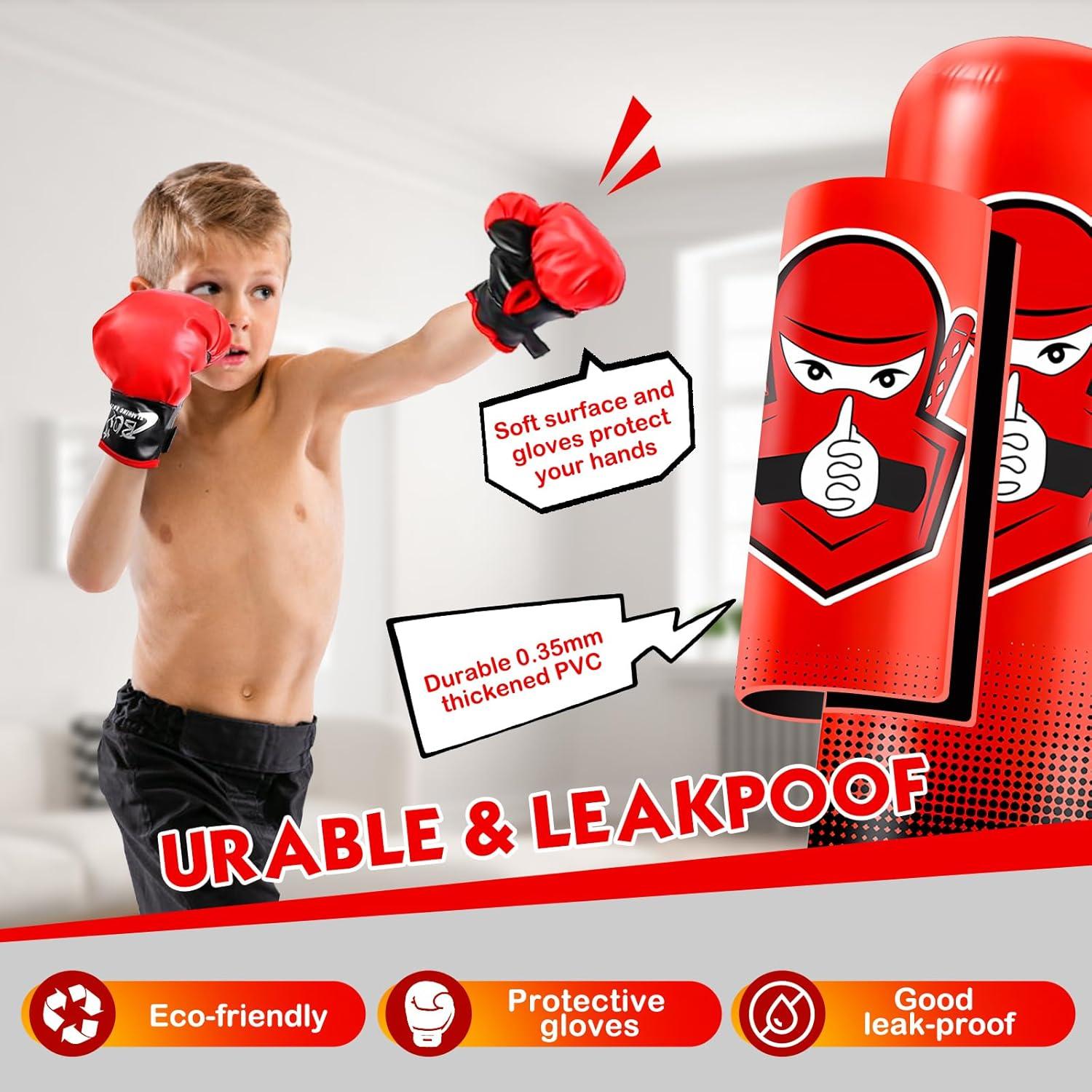 Aufblasbarer Kinder Boxsack mit Boxhandschuhen, freistehend, Karate