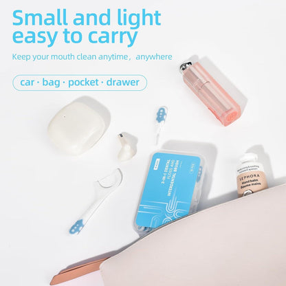 2-in-1 Zahnseide Interdentalbürste 30 Stück tragbare Einweg-Zahnseidestäbchen Zahnstocher Zahnreinigung