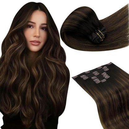 Clip-in Echthaar Extensions Braun 60cm – 135g