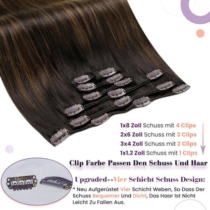 Clip-in Echthaar Extensions Braun 60cm – 135g