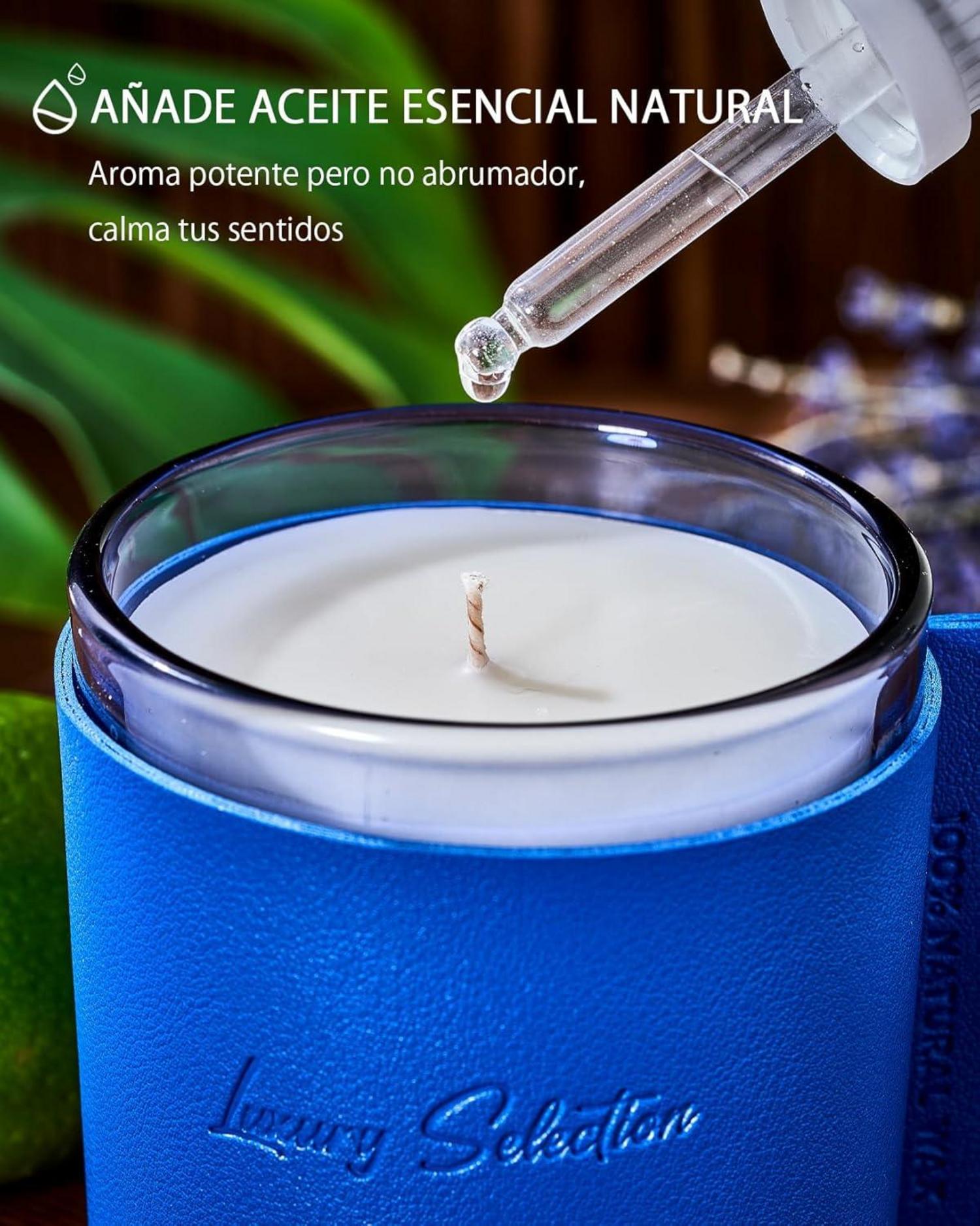 Luxury Leather Wrapped Candle - Kerze im Leder eingewickelt - 210g