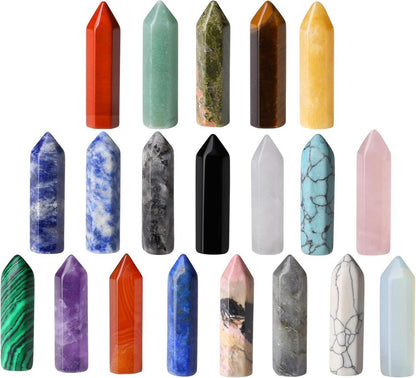 20PCS Kristall Heilsteine Set Obsidian Tigerauge Opal Quarz