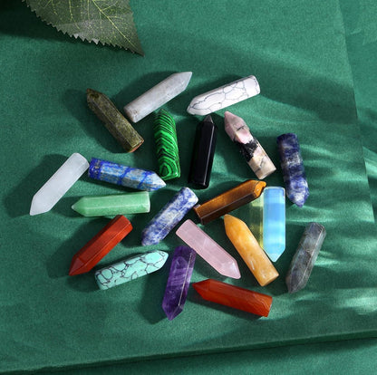 20PCS Kristall Heilsteine Set Obsidian Tigerauge Opal Quarz