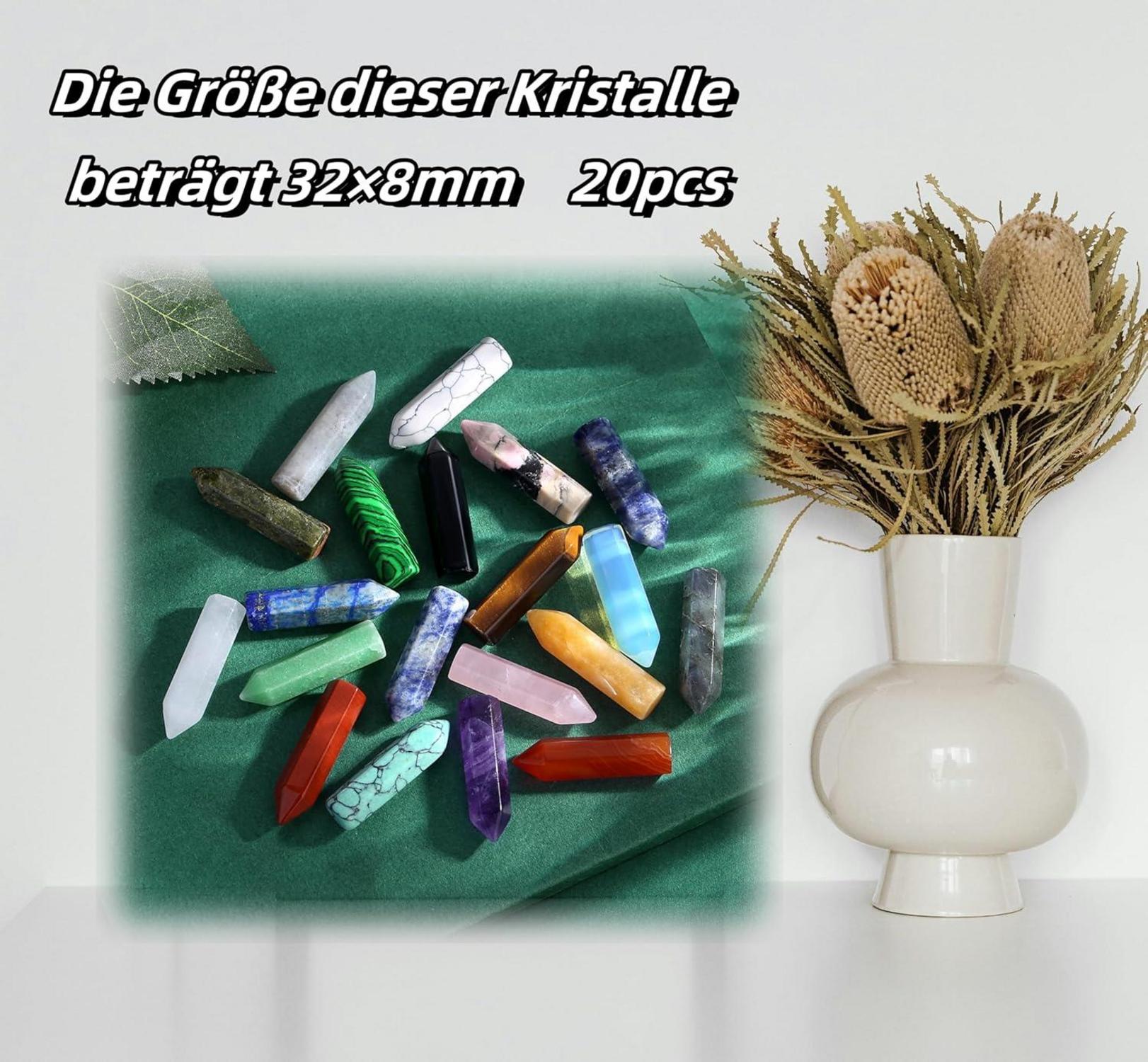 20PCS Heilsteine Kristalle Sets Obsidian Tigerauge Opal Quarz