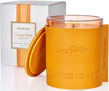 Luxury Leather Wrapped Duftkerze in Glas, OrangeIsland