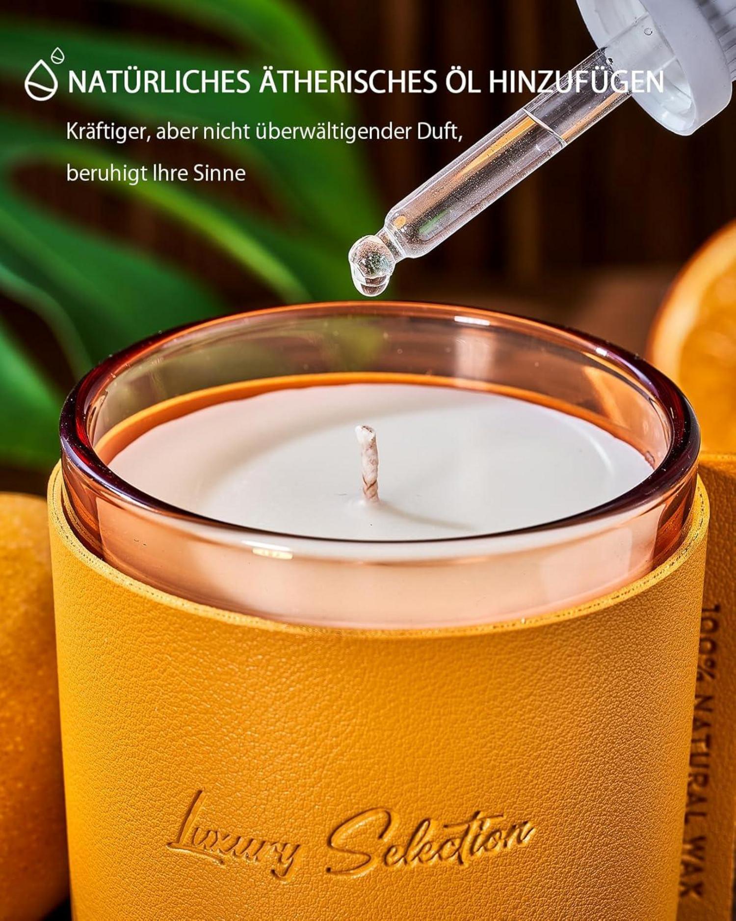 M&Sense Luxury Leather Wrapped Duftkerze Geschenkbox 210g
