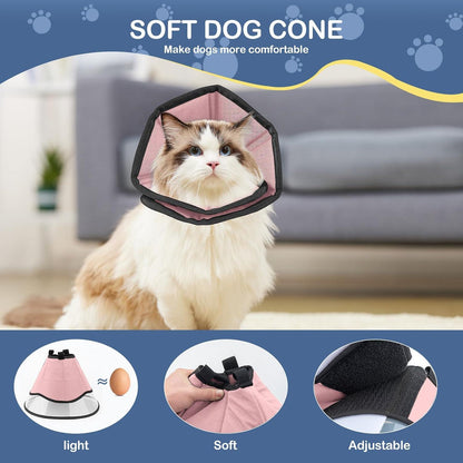EvcgoX Halskrause Katze 360° Leckschutz Verstellbar Pink XS Größe