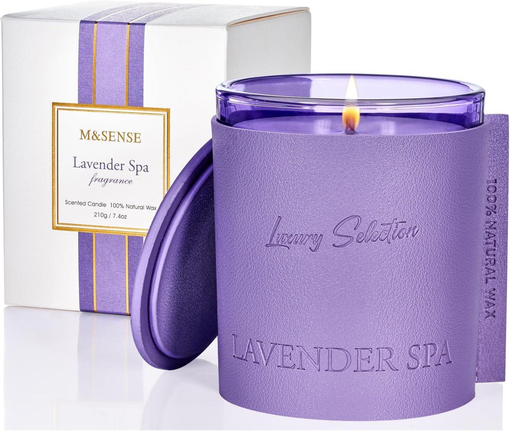 Luxury Leather Wrapped Duftkerze Lavender Spa 210g