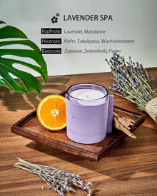 Luxury Leather Wrapped Duftkerze Lavender Spa 210g