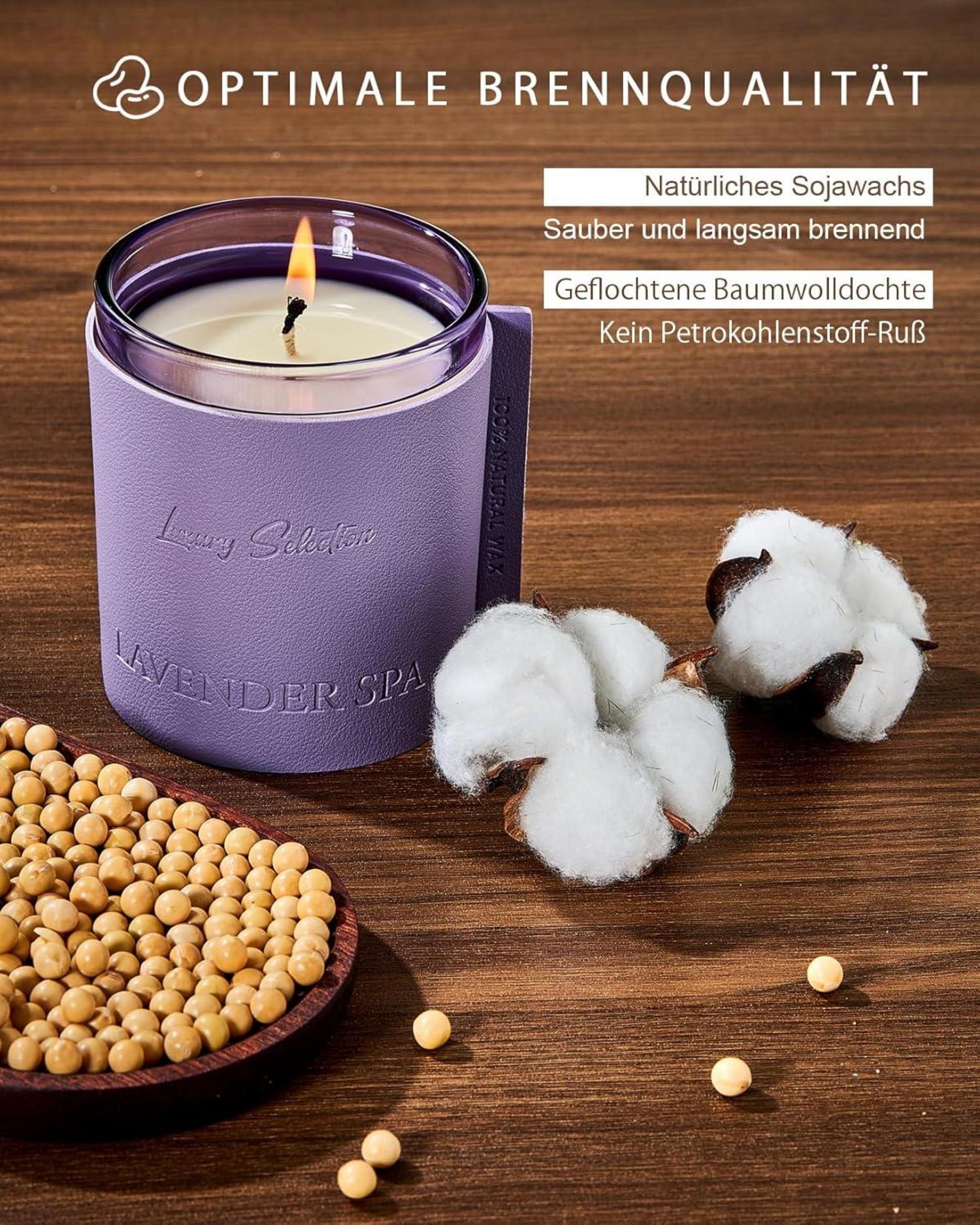 Luxury Leather Wrapped Duftkerze Lavender Spa 210g