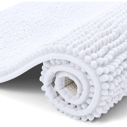 Chenille Badematte rutschfest weich saugfähig 40x120 cm Weiß