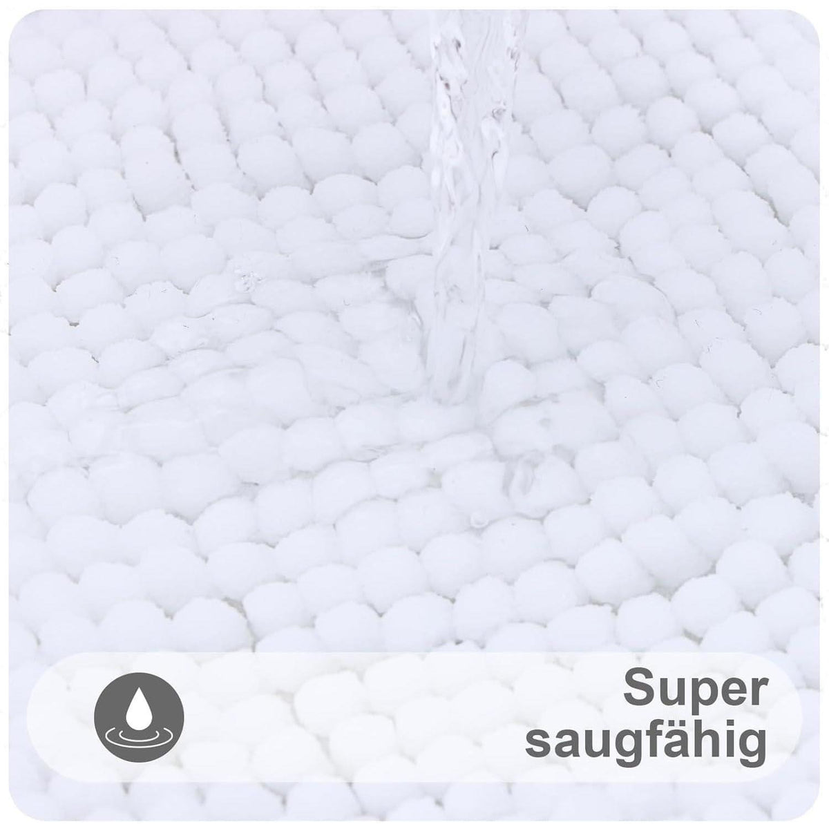 Chenille Badematte rutschfest weich saugfähig 40x120 cm Weiß