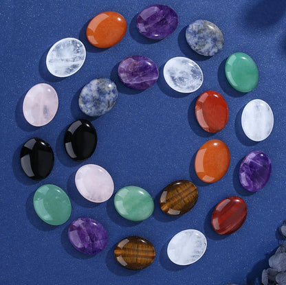 GUJOXILA 10PCS Kristalle Set Oval Pocket Edelsteine Amethyst Rosenquarz Bergkristall Tigerauge
