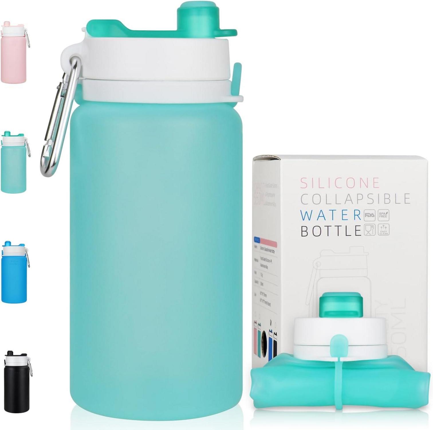 Faltbare Trinkflasche 550ml BPA-frei Auslaufsicher - Hellgrün