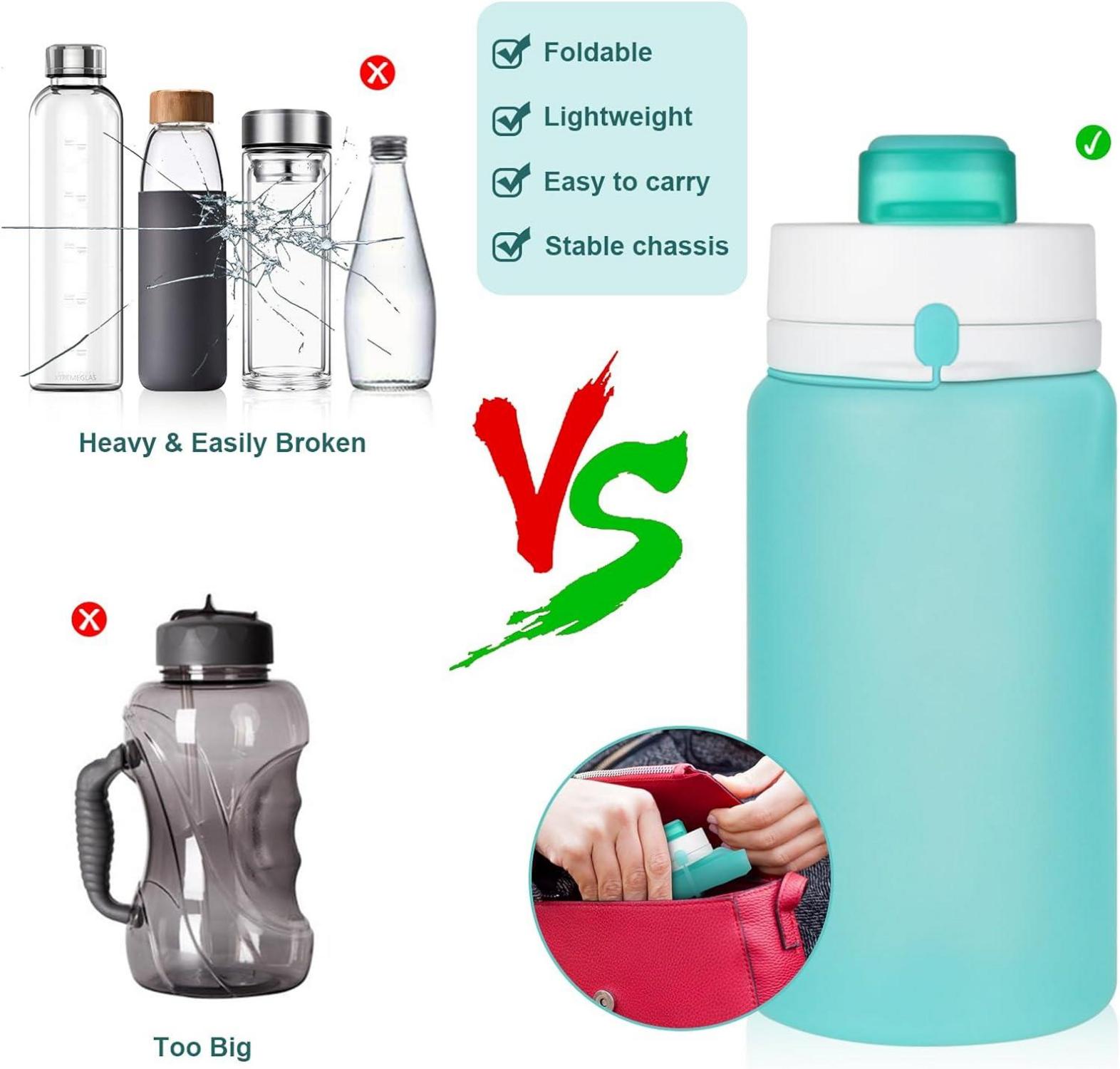 Faltbare Trinkflasche 550ml BPA-frei Auslaufsicher - Hellgrün
