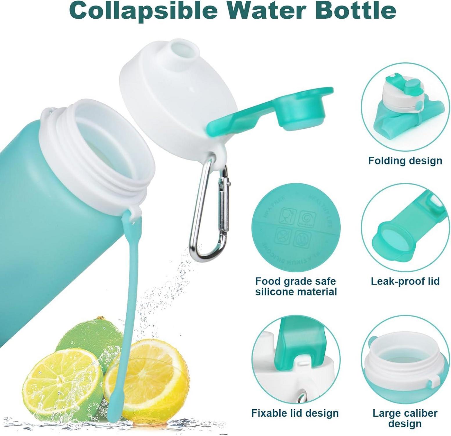 NAVTUE Faltbare Trinkflasche 550ml BPA-frei Auslaufsicher Reise Camping