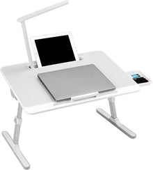 Laptoptisch Höhenverstellbar Betttisch Klappbar LED Lampe 60x40cm