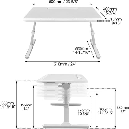 Laptoptisch höhenverstellbar klappbar Schublade LED Lampe 60x40cm
