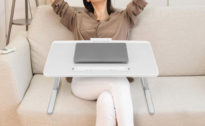Klapptisch Bett Laptoptisch verstellbar mit Schublade & LED Lampe 60x40 cm