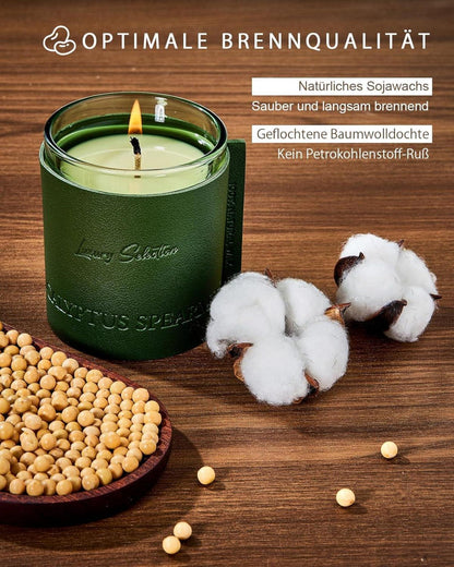 Duftkerze Rose & Beeren 210g Luxus Leder Geschenkbox
