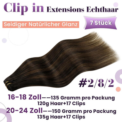 Clip-In Echthaarverlängerung Braun 55cm - 135g