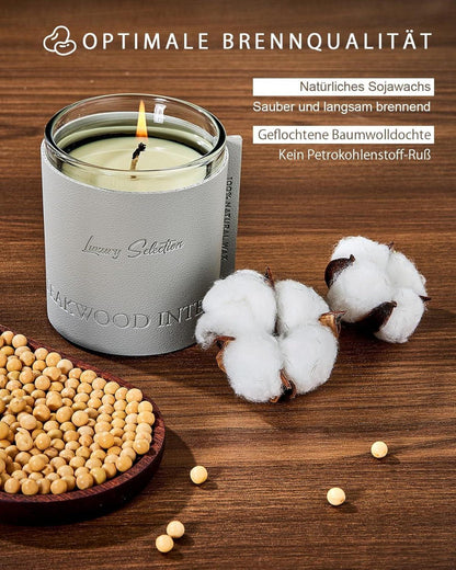 Natürliche Eukalyptus-Minze Sojakerze Luxus Lederverpackt