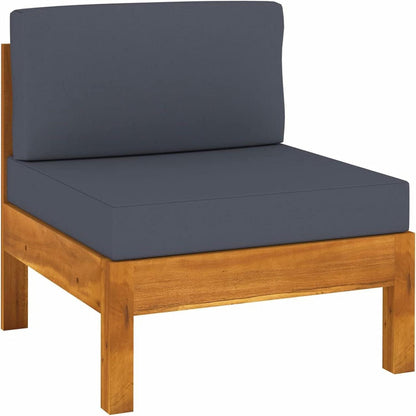 Gartenmöbel-Set Holz Ecksofa Outdoor Lounge Terrasse Balkon, Akazie dunkelgrau 8-tlg