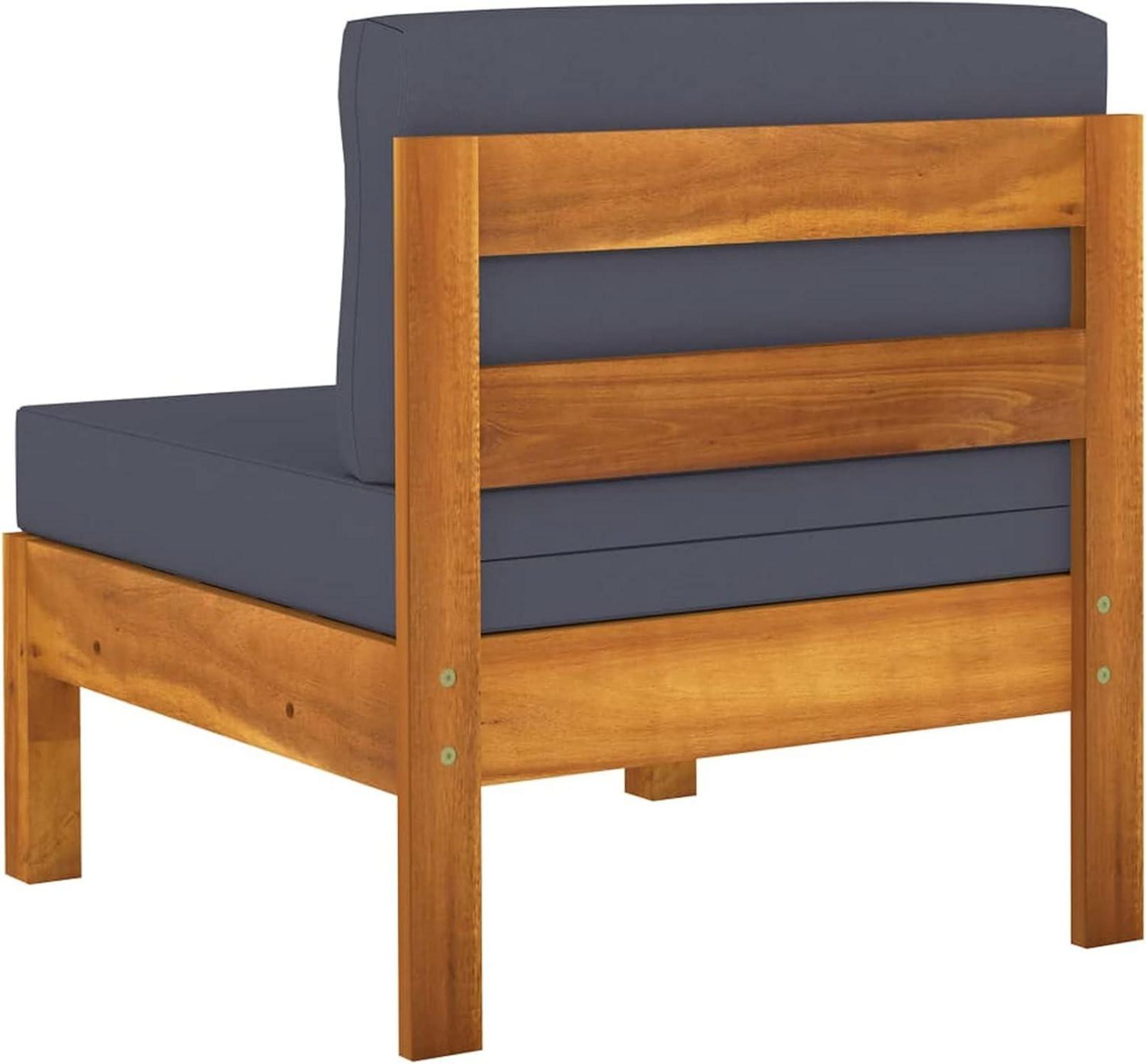 Gartenmöbel Set Holz Ecksofa Akazie 8-TLG Dunkelgrau Outdoor Sitzgruppe