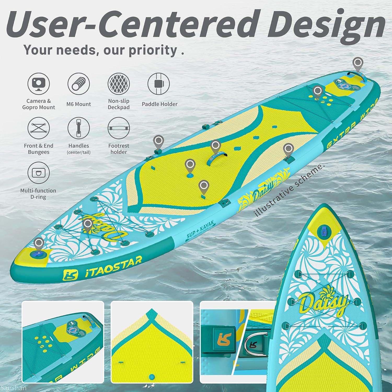 iTAOSTAR Daisy 35 Extra Wide Inflatable Paddle Board for All Skill Levels