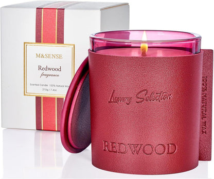 Luxury Leather Wrapped Candle Duftkerze Redwood im Glas 210g