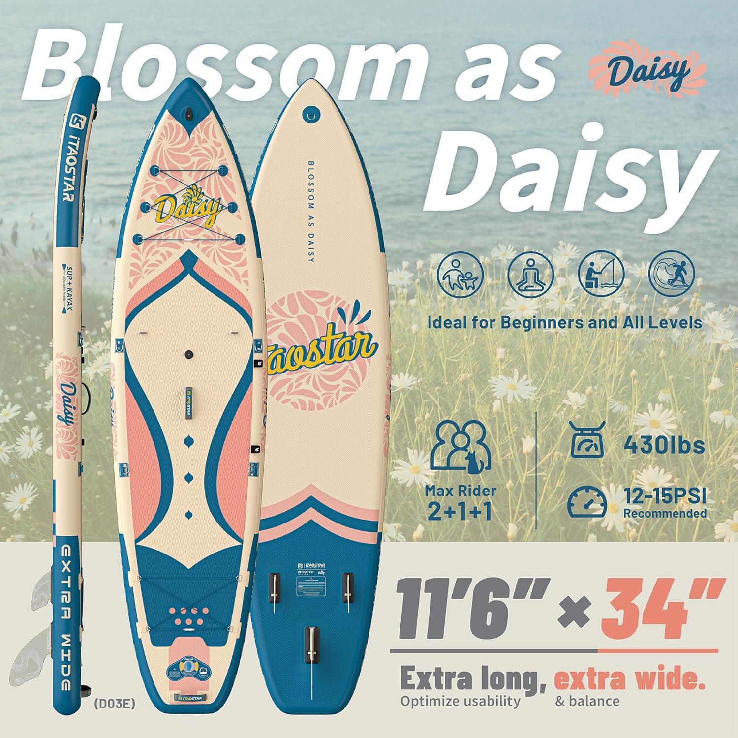 iTAOSTAR Daisy 35 Wide Inflatable Paddle Board with Premium