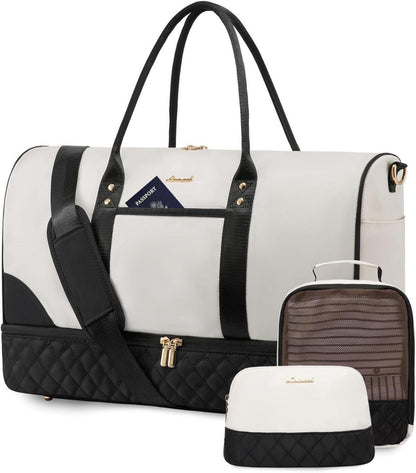 Damen Reisetasche Weekender Bag mit Schuhfach Nassfach 3-teilig