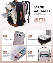 Handgepäck Rucksack 40L Laptop Reisetasche Wasserdicht Travel Backpack