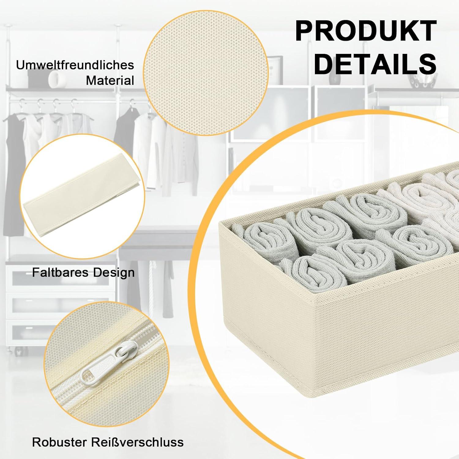 Schubladen Organizer Set Faltbare Aufbewahrungsboxen Beige