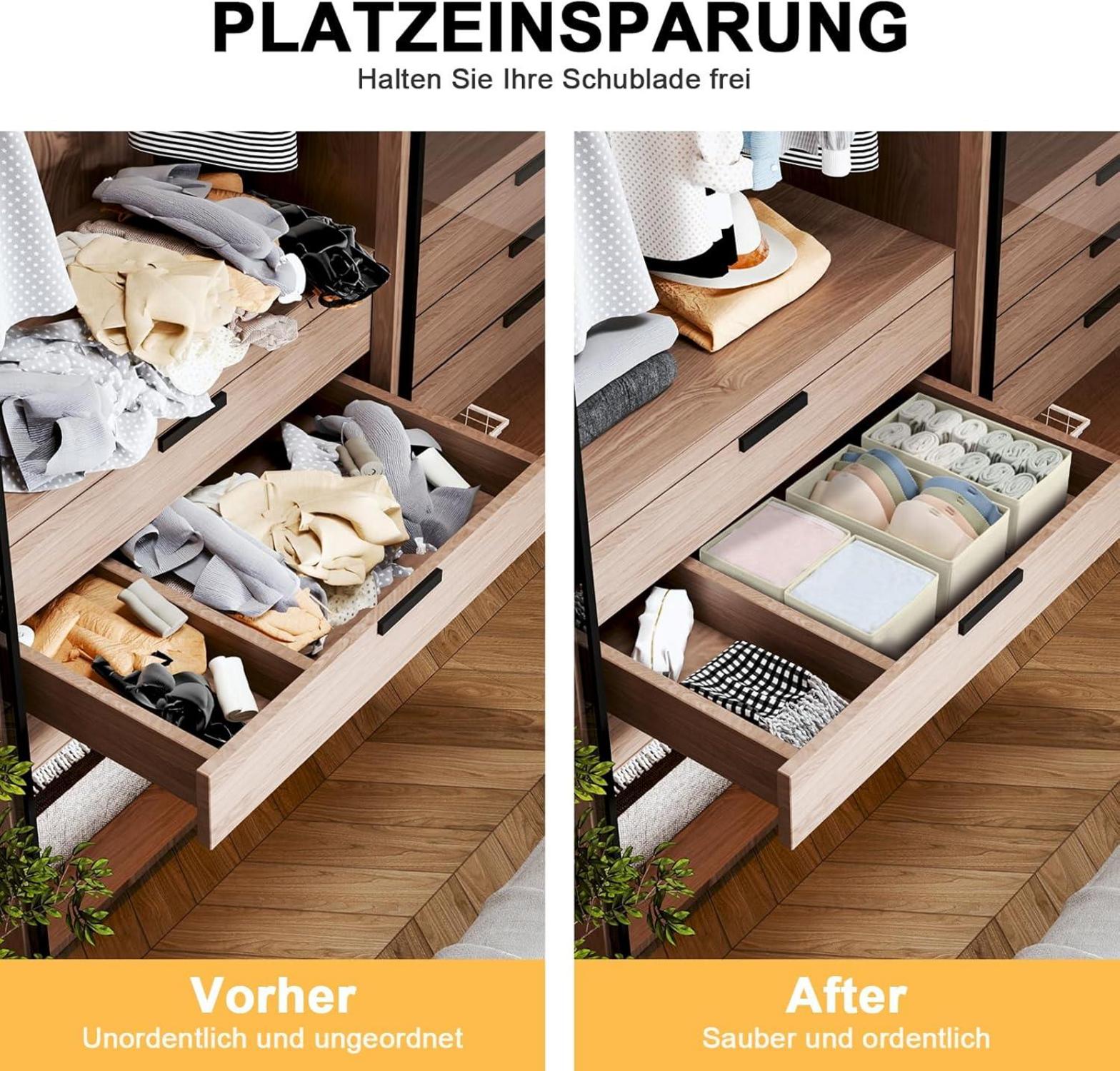 Schubladen Organizer 8er Set Aufbewahrungsboxen Kleiderschrank Beige