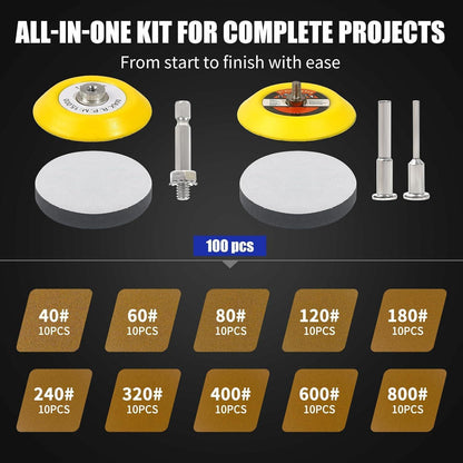 Schleifscheiben Set 75mm Klett 106tlg. für Bohrmaschine & Dremel