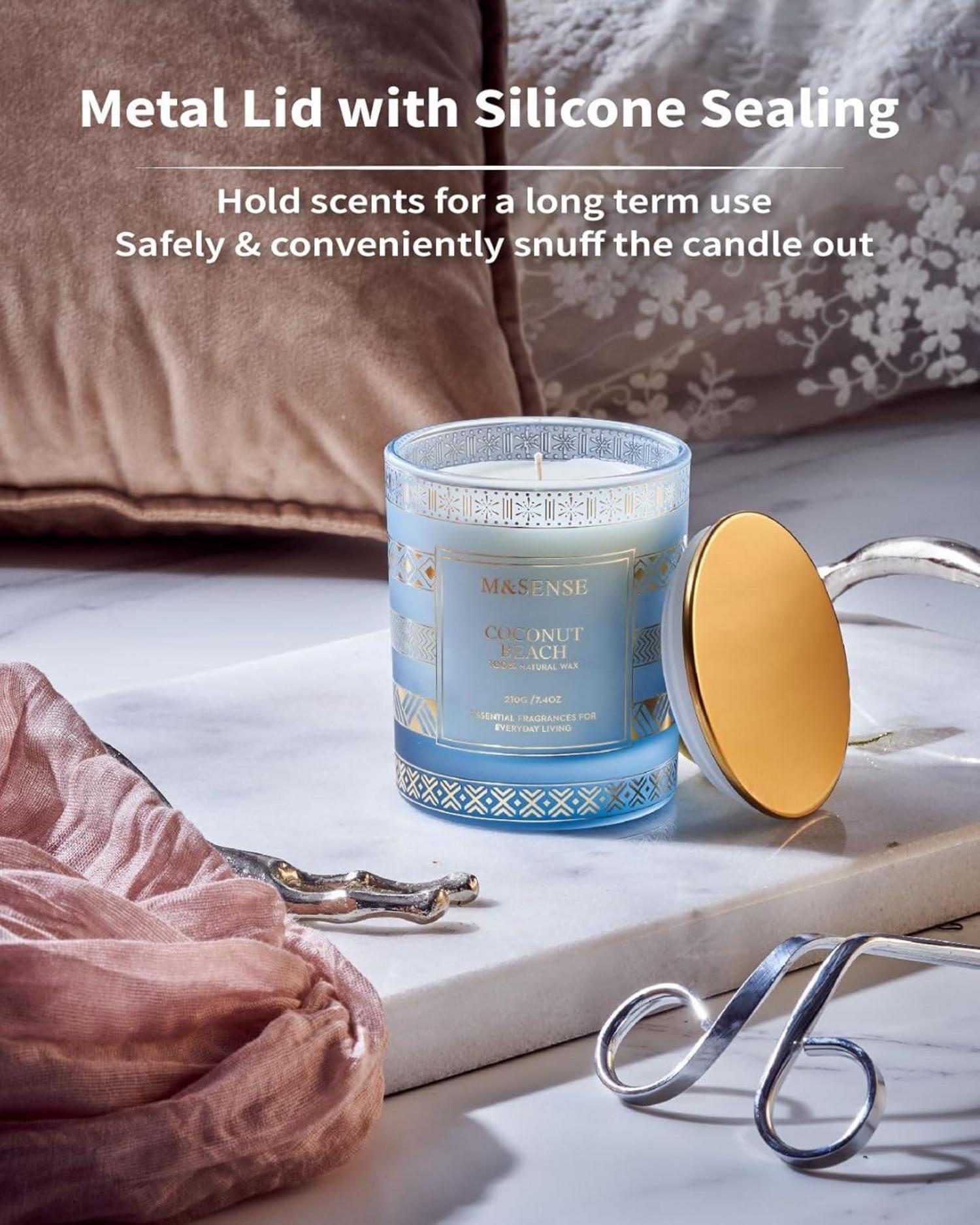 Soy Coconut Beach Scented Candle 210g Natural Slow Burning Stress Relief Luxury Gift