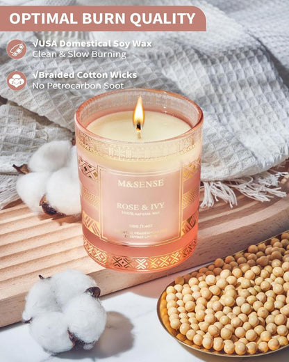 Natürliche Rose Efeu Duftkerze Sojawachs 210g Stress Relief
