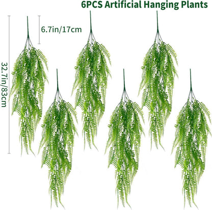 Künstliche Hängepflanze Farn 80cm Hängend 4 Stück für Innen
